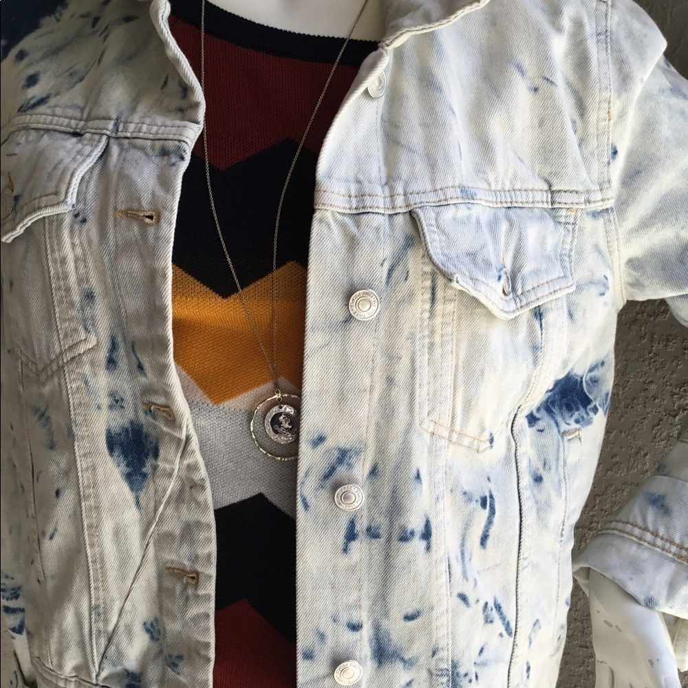 Nwt FREE PEOPLE‎ JONES TIEDYE BLUE DENIM JACKET - Picture 3 of 11